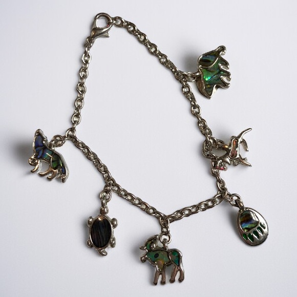 Mellow Monkey Jewelry - Mellow Monkey Abalone Shell Wildlife Charm Bracelet AA